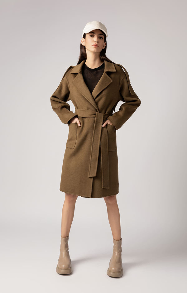 Easter - Olive Green Epaulet Coat - By Quaint