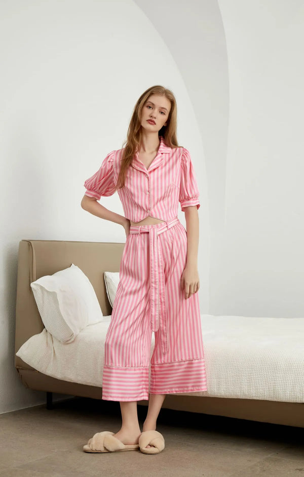 Jeanette - Pink Vertical Striped Pajama Set